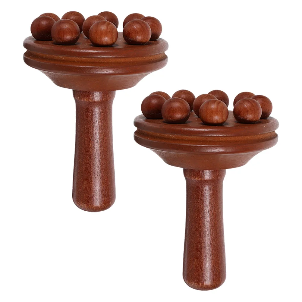 Escova de massagem portátil de madeira, 2 peças, ferramenta massageadora corporal portátil, tecido profundo, alívio muscular, pescoço, ombro, perna, dor, remoção de celulite