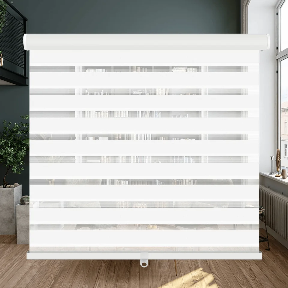 Cordless Zebra Roller Shades Dual Layer Light Control