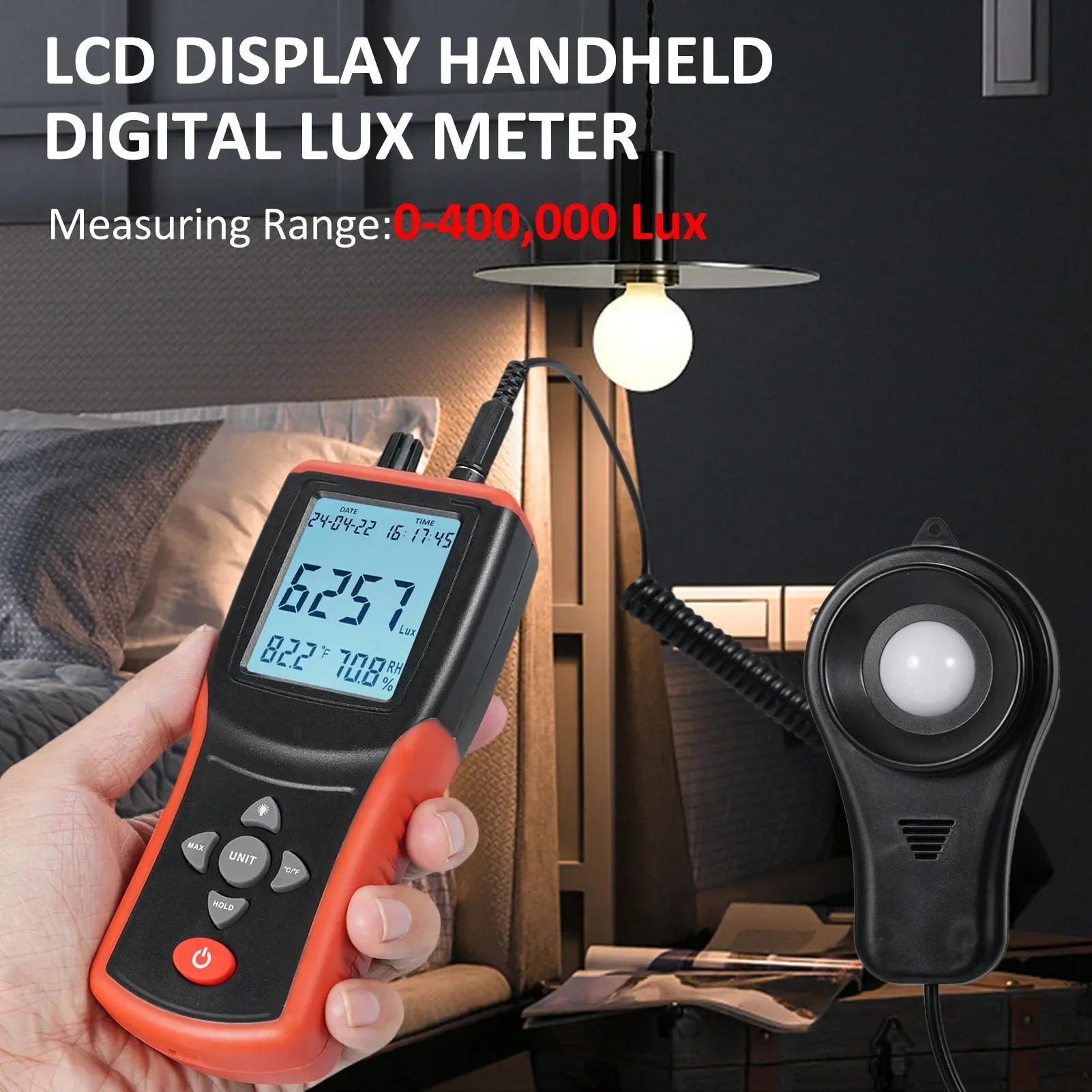 

Digital Lux Meter 400,000 Lux Digital LCD Pocket Light Meter Lux/FC Measure Tester illuminometer Sensor Photometer TL-603