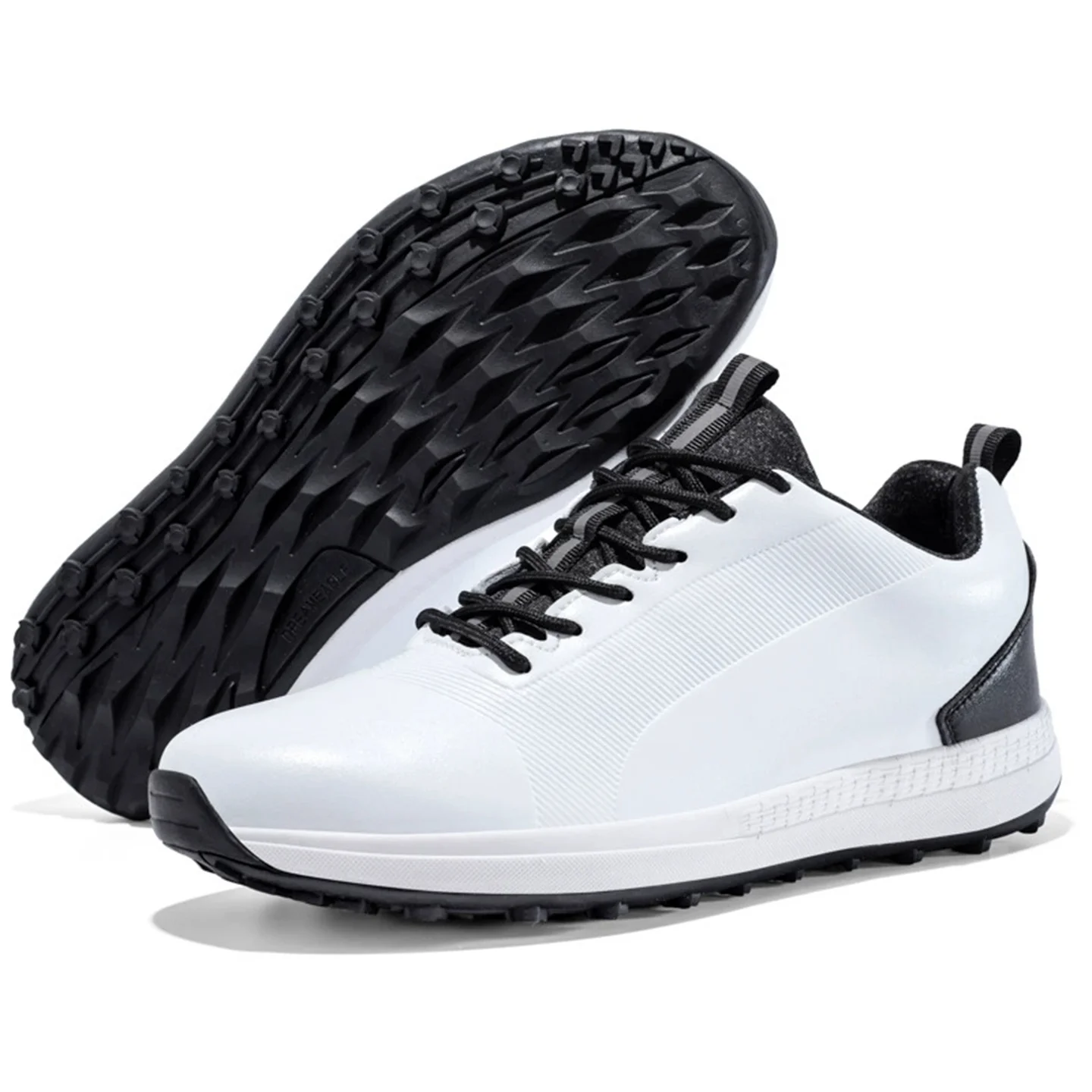 Men's Golf Shoes Sneakers - Waterproof Microfiber Upper, Breathable, Anti-Slip with Metal Spikes, Casual Sports Shoes