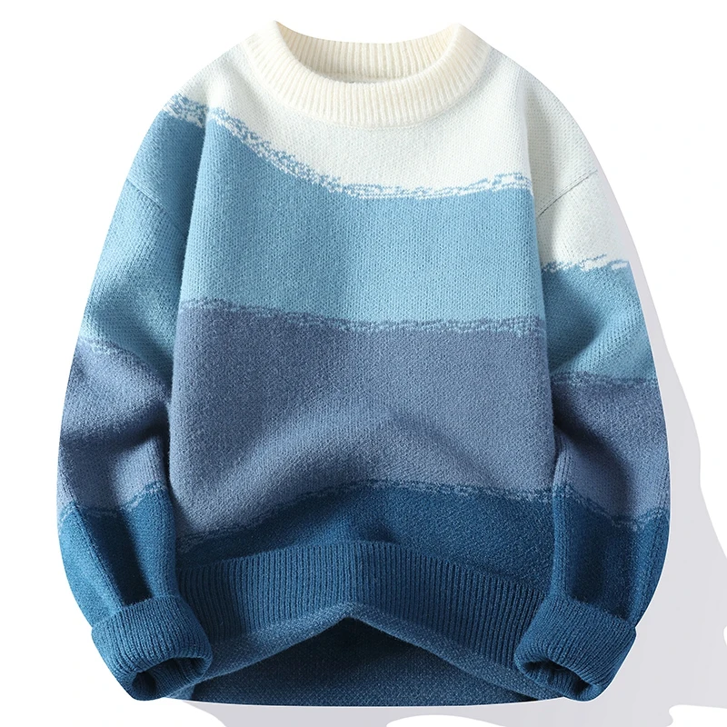 Non-Iron Men'S Patchwork Sweaters Spring Autumn Winter Clothes 2024 Pull OverSize 3XL 4XL Classic Style Casual Pullovers