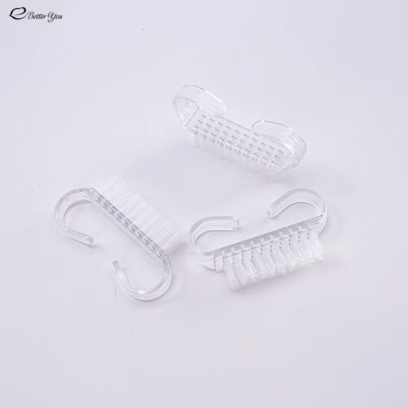 3pcs  Acrylic Nail Manicure Pedicure Soft Dust removal Nail Art Plastic Clean Nail brush File Tool Transparent Horn Brushes