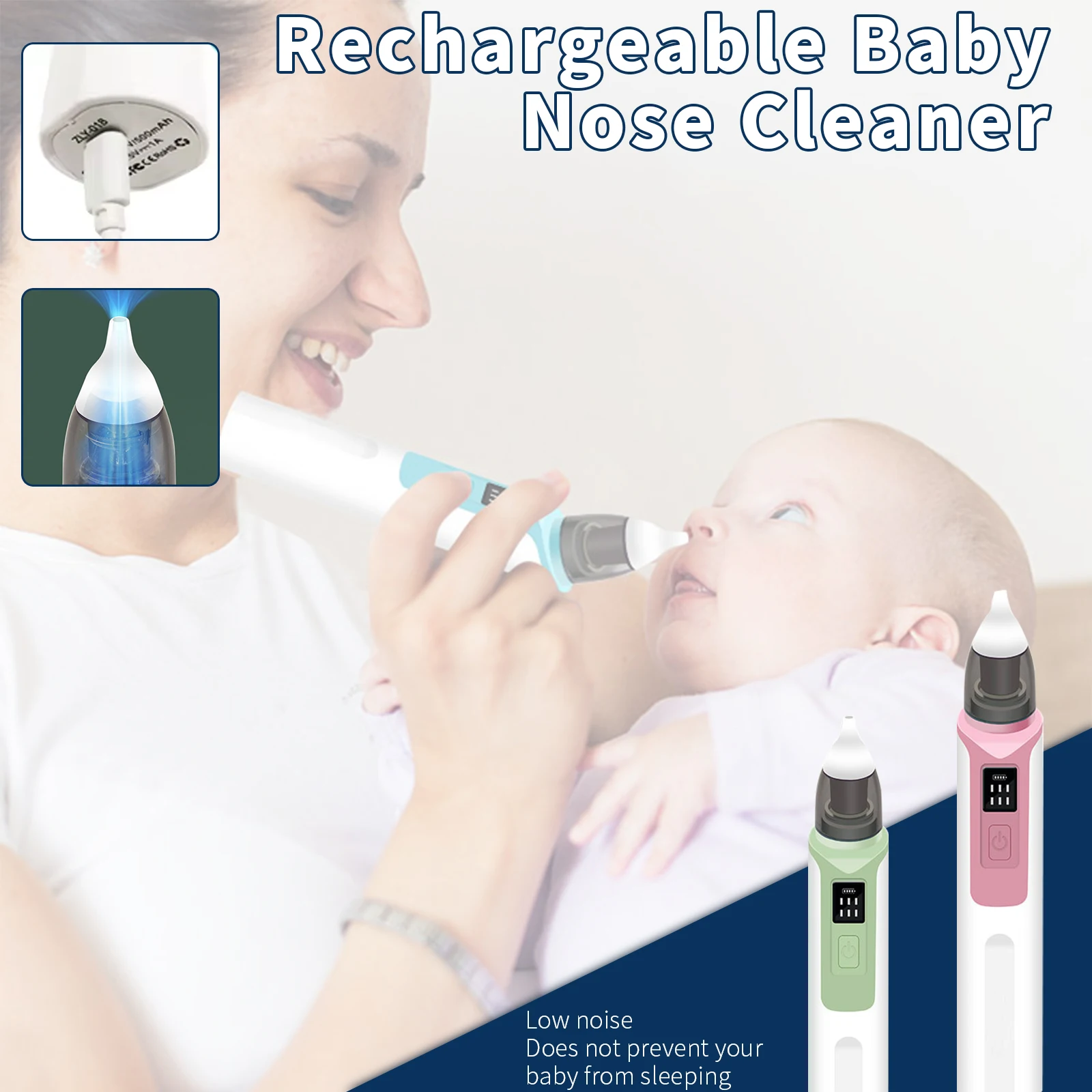 1Pcs Rechargeable Nasal Absorber Silent Baby Obstruction Rhinitis Cleaner Nasal Aspirator Nose Snot Cleaner For Newborns