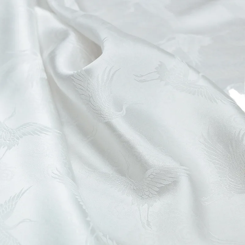 Silk satin dark-patterned jacquard fabric plain cut cheongsam and Hanfu