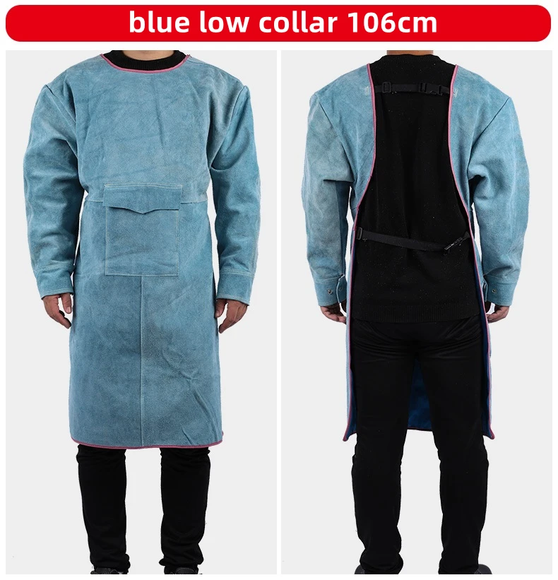 Leather Suede Electric Welding Protective Suit Anti-fire Scald Proof Flame Retardant Heat Insulation Clothing Work Apron 105cm