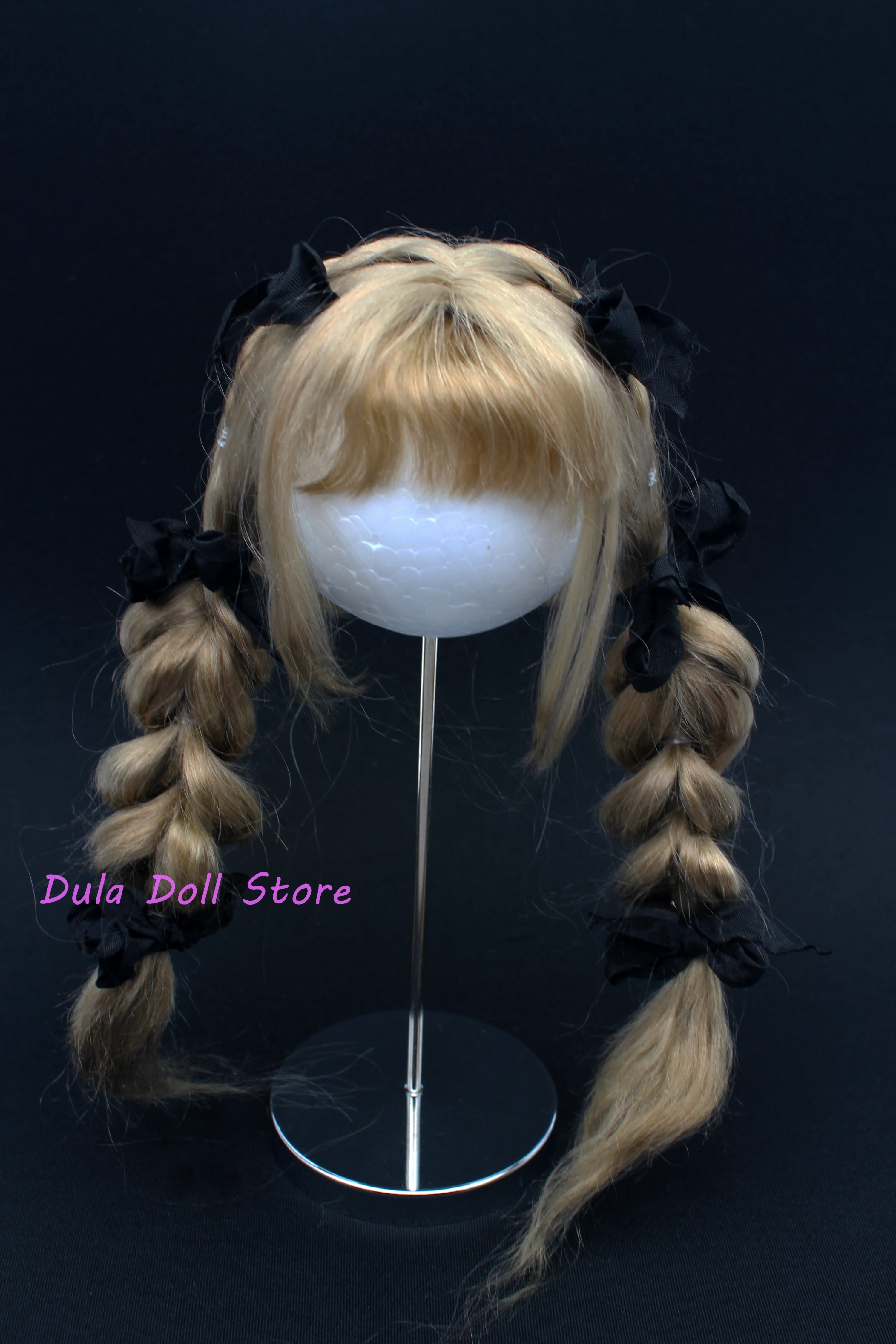 

Парики куклы Dula для Blythe Qbaby из мохера, двойная коса, градиентные кудри, скульптурный парик, 9-10 дюймов, окружность головы