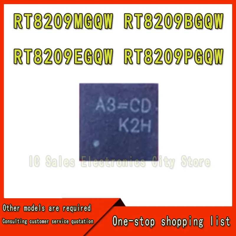 RT8209MGQW, A8 = EC, A8 = ..,5 pièces RT8209BGQW AO = CB AO = .. RT8209EGQW A3 = CD A3 = .. RT8209icalQW horizon = .. QFN-14