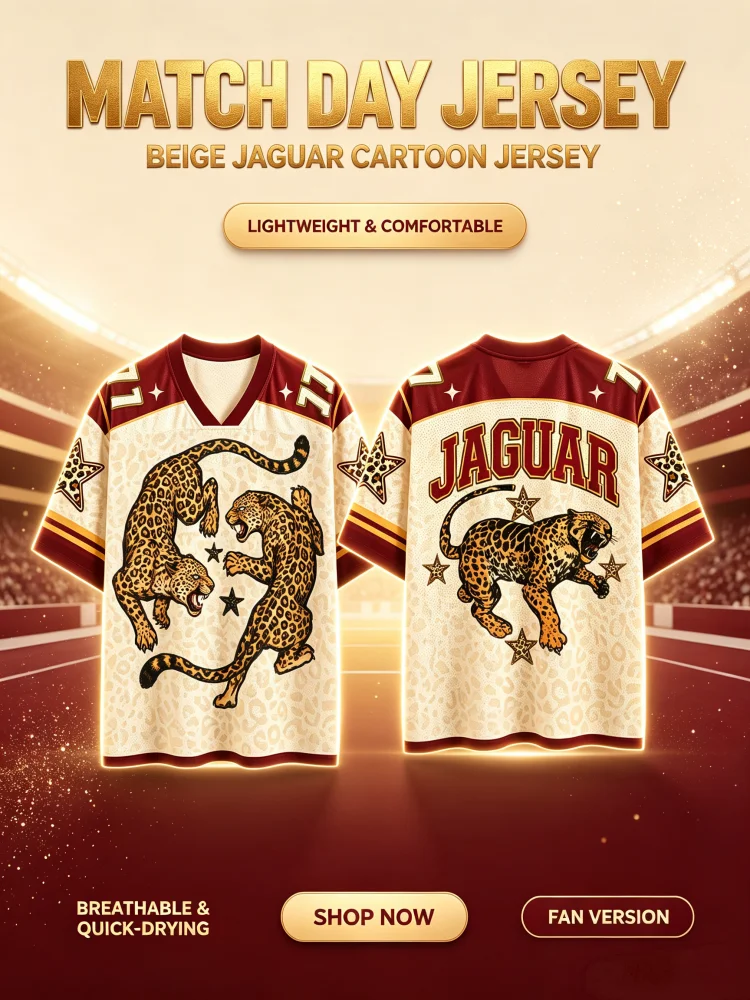 Retro Wild Jaguar Animal Graphic Jersey Leopard Splicing V Neck Strip Breathable Casual Short Sleeve T Shirt Family Kids Tees