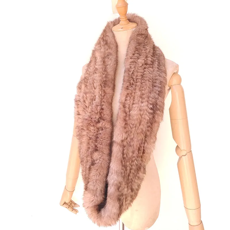 

2025 New Women Long WinterRound Real Fur Scarf Thick Ladies High Quality Genuine Rabbit Fur Circle Fur Scarves Female Neck Warme