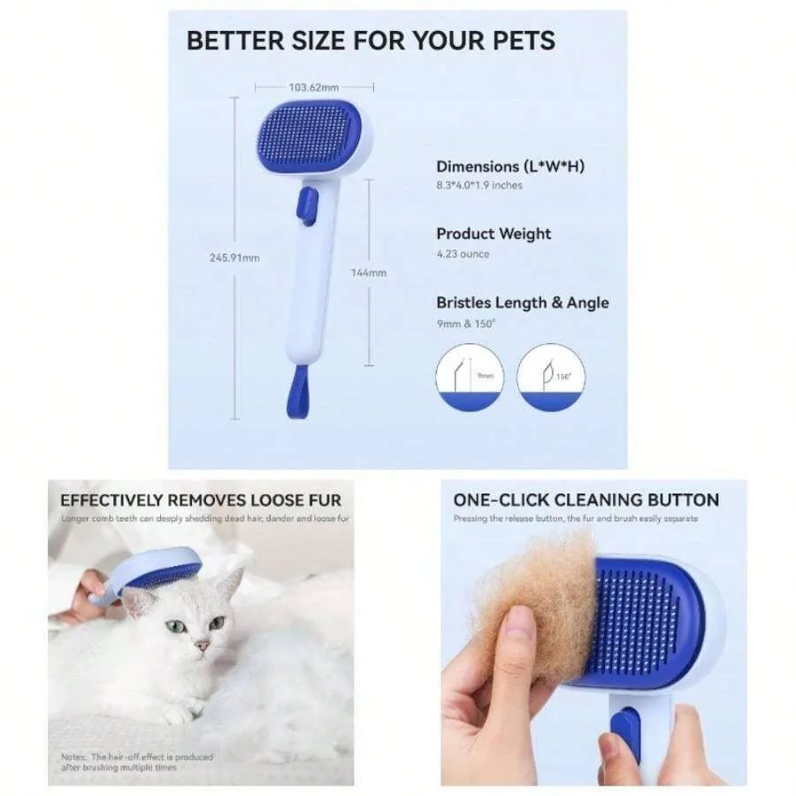 

【New Arrival】Self-Cleaning Pet Slicker Brush, One-Click Release Grooming Comb for Dogs & Cats to Remove Loose Fur