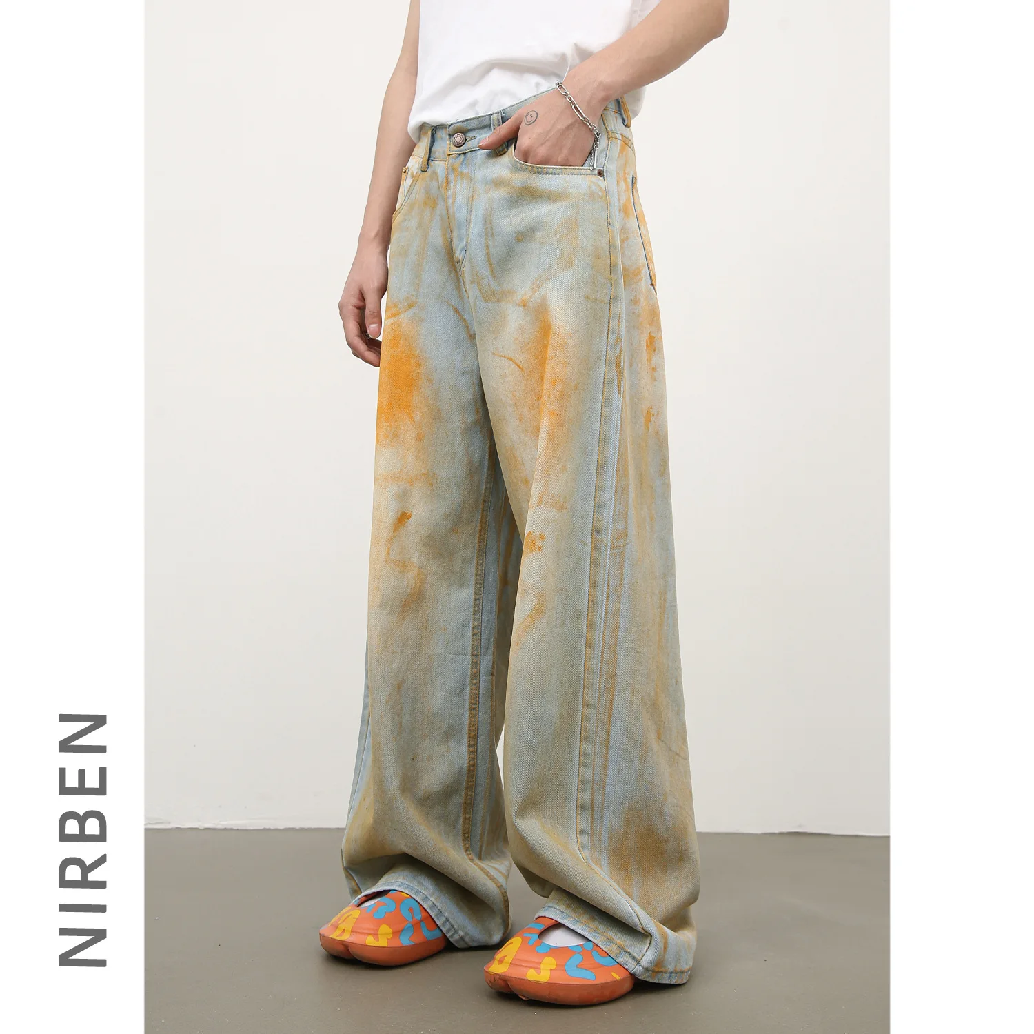 Man Jeans 2026 New Retro American Style Men Jeans Fashion Street Design Loose Straight Leg Long Pants Casual Denim Trousers