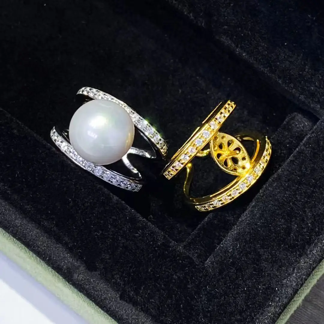 

Регулируемое кольцо из стерлингового серебра S925, настройки, фурнитура, крепления, аксессуары, детали, фитинги для жемчуга 11-12 мм, 5 шт./лот