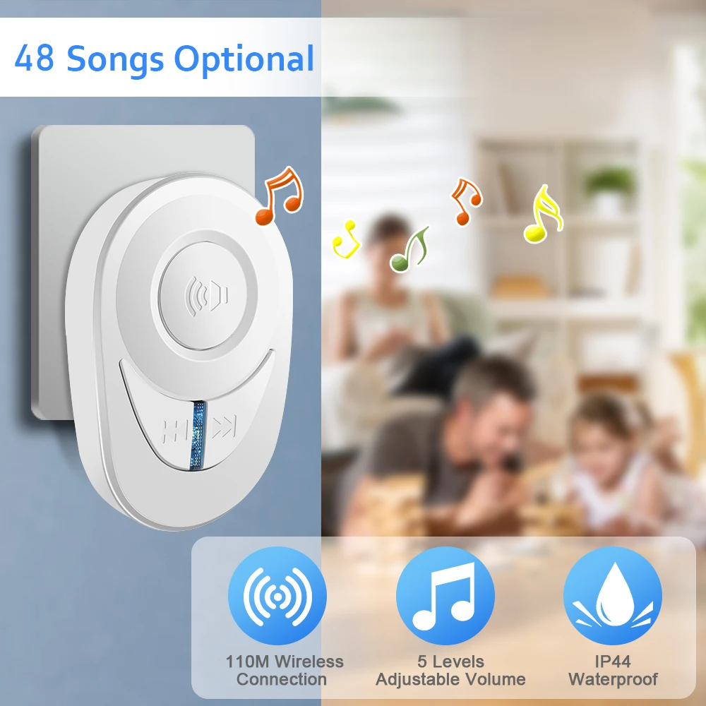 ELECTOP Home Doorbell Smart Home Outdoor Waterproof Intellige Wireless Door Bell Set LED Flash Security Alarm Home Accessories