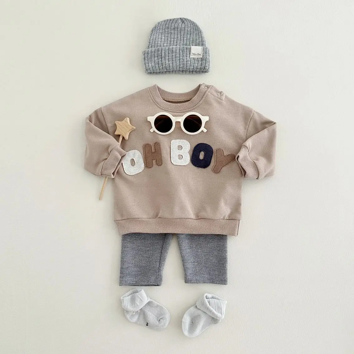 Baby Boy Clothes Set Newborn Infant Autumn Letter Patch Outfits Tops Pullover Shirt+Pants Casual Infant Clothing 0 to 3Years