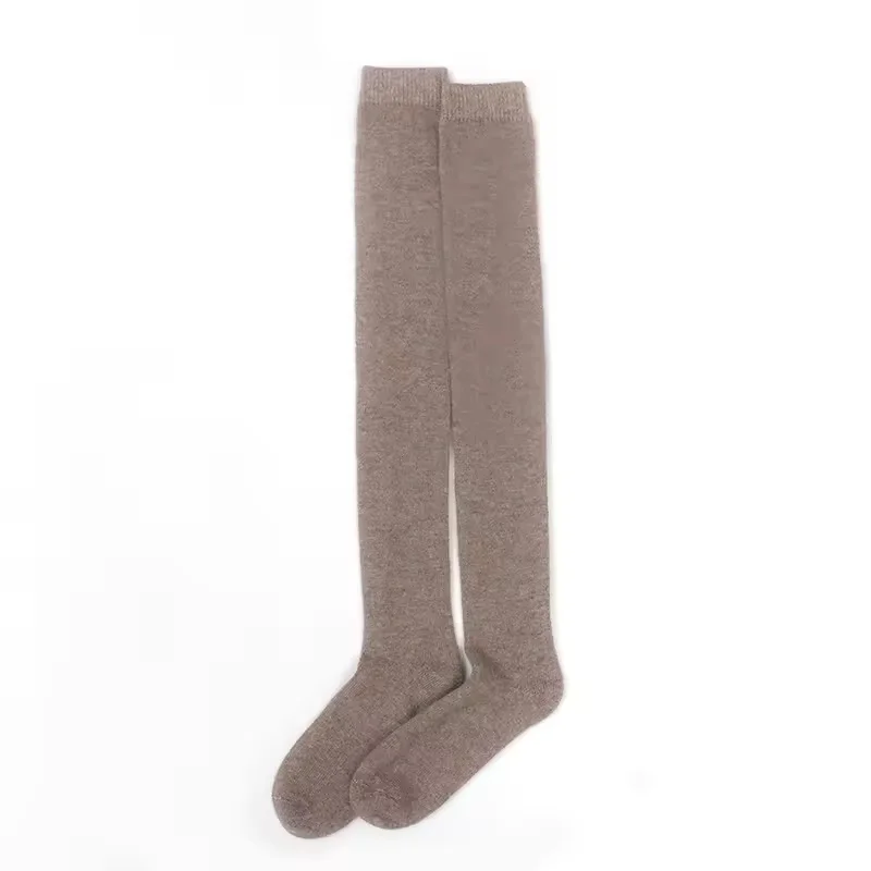 

100% Cashmere Women Stockings New Fashion Autumn Casual Solid Color Warm Socks For Woman Soft Winter Knee High Socks Long