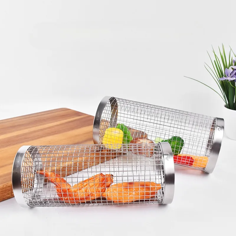 

Круглая Решетка для барбекю, рама для барбекю, печь, цилиндрическая сетка для барбекю, вращающийся инструмент для барбекю из нержавеющей стали 304