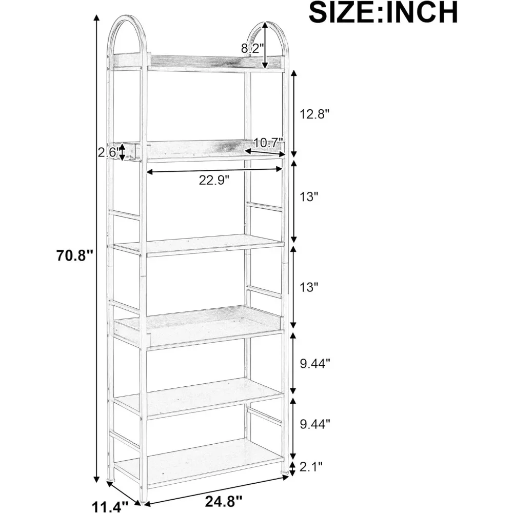 Home Decor Items Open Vintage Industrial Storage and Display Shelves With Hooks Tall Bookshelf Bookcase Side and Back Panel Room