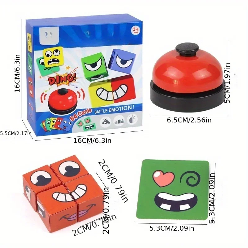 Kids Face Change Cube Game Montessori Expression Puzzle Building Blocks Toys Early Learning Educational Match Toy for Children