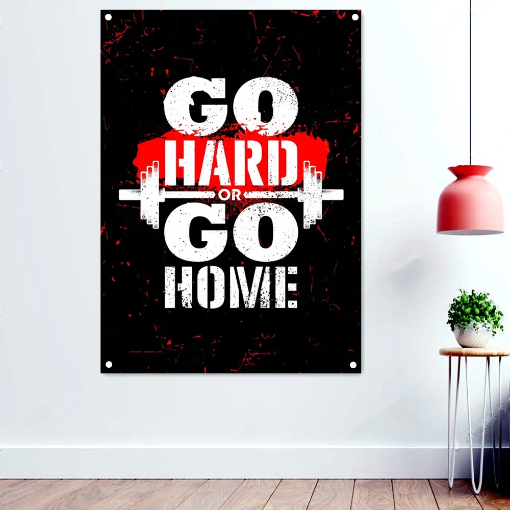 

"GO HARD OR GO HOME" Fitness Gym Wallpaper Banner Flag Muscle Workout Motivation Poster Wall Art Hanging Paintings Wall Decor