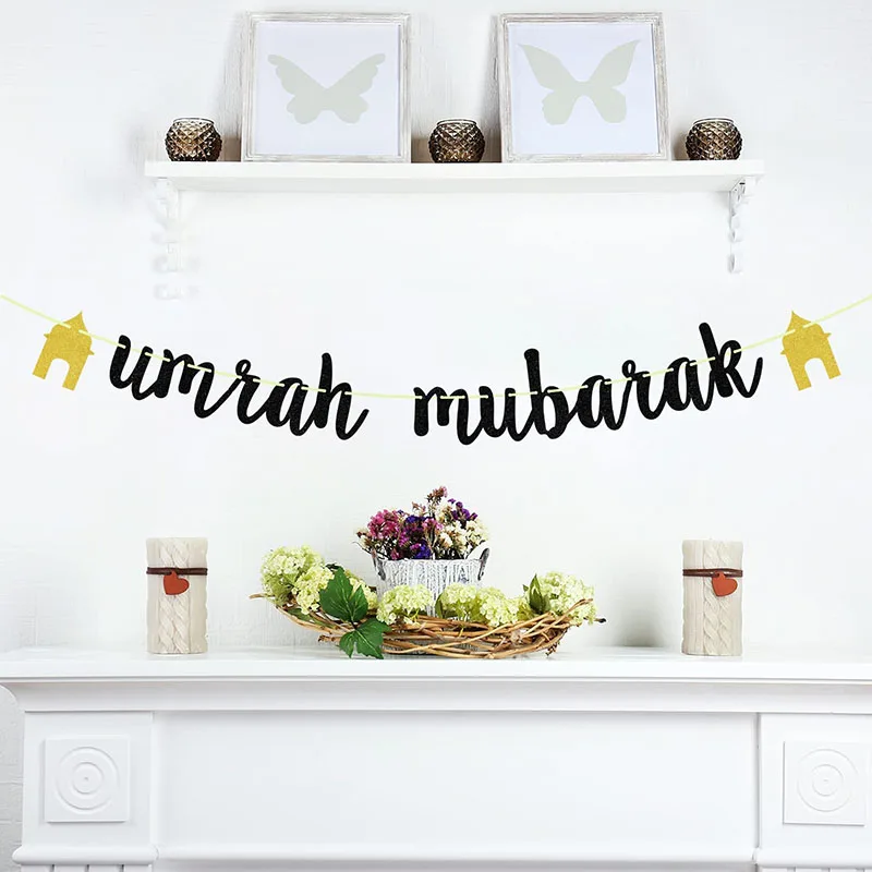 Umrah Mubarak Banners omra mubarak Islamic Eid Celebration Party hajj Decorations