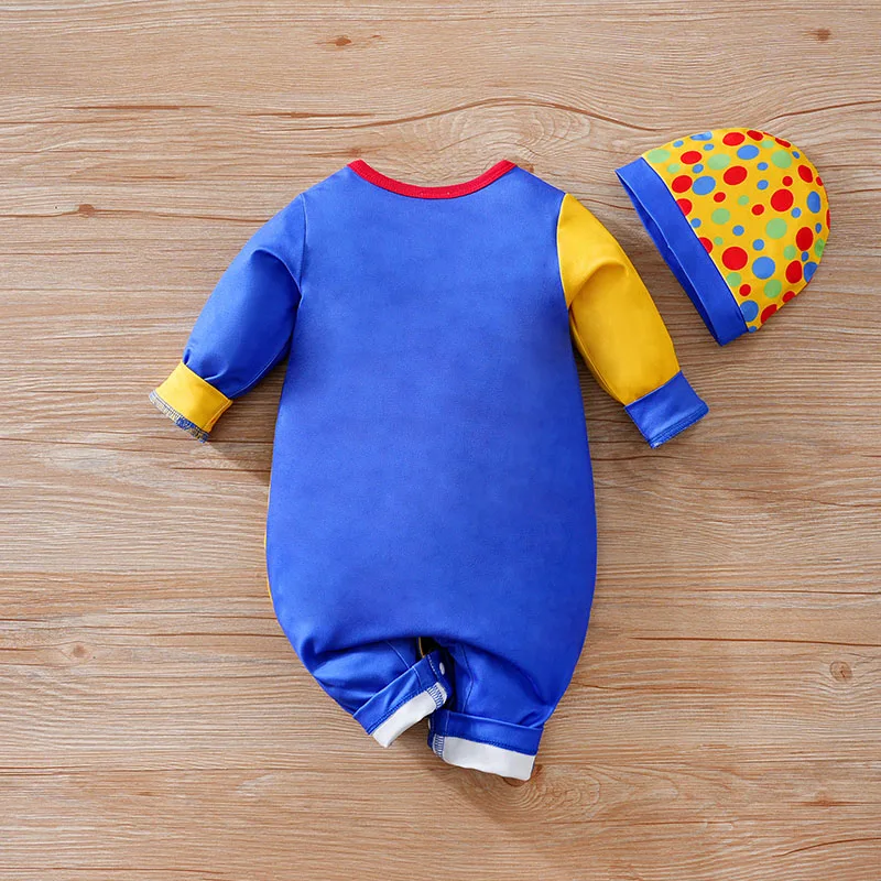 2PCS Boy And Girl Cute And Funny Children's Clothing Role-Playing Holiday Clothing Long Sleeved Spring And Autumn Jumpsuit+Hat