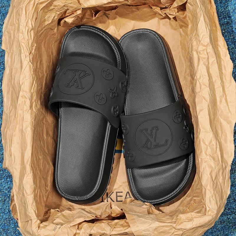 Home sandals men's home slippers bathroom non-slip bath soft sole pedaling on excrement wear flip-flops slippers image 5