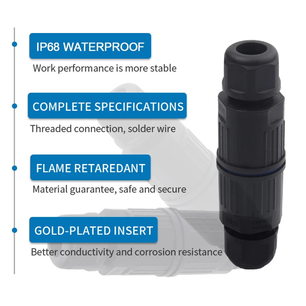 IP68 2/3Pin 6-10mm Waterproof Connector Cable Quick Screw Terminal Block Seal Connection Adapter Outdoor Junction Box 32A 220V