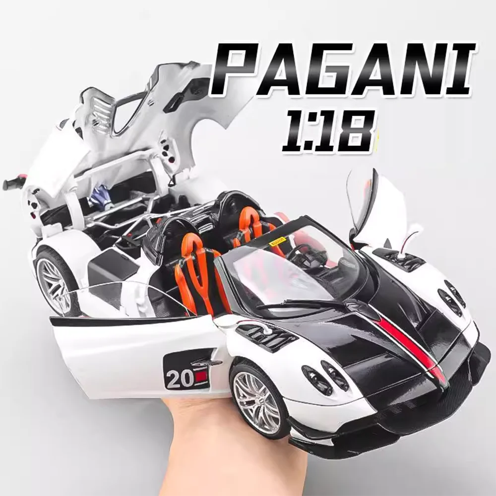 

1:18 Pagani Huayra BC, модели игрушечных спортивных автомобилей, литые под давлением суперкары из сплава, звуковой свет, амортизирующие двери, открытые для детей, подарки