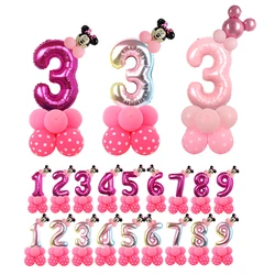 14pcs Disney Pink Minnie Foil Balloons Set ragazze regali di compleanno decorazioni per feste età 1 2 3 4 5 6 7 8 9 numero Globos forniture