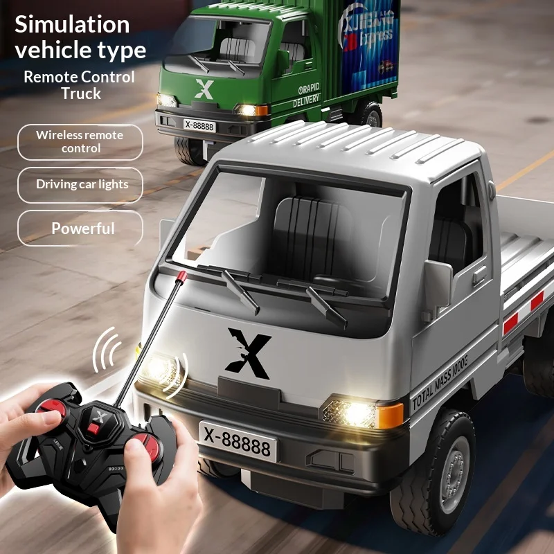 

X Remote Control Cargo Truck Rechargeable 4 Channel Liuzhou Electric With Led Lights Openable Cargo Door For Adult Hobbyist