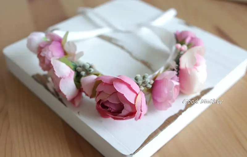 Rose garland Rose headpiece Bud headband newborn photography props Head wrap super elastic newborn baby