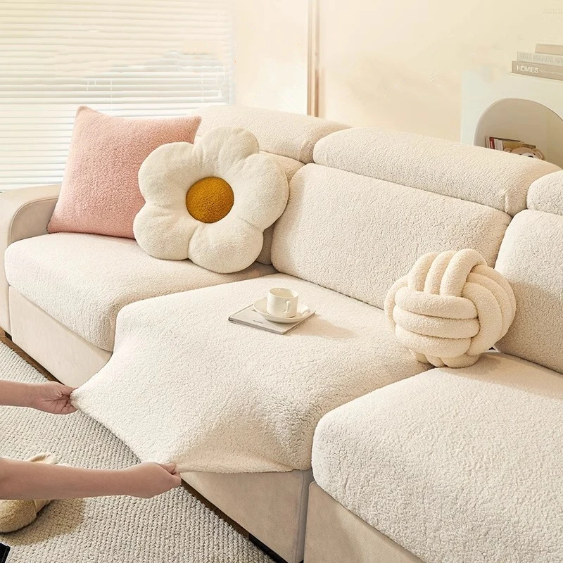 Super Soft Velvet Sofa Seat Cushion Cover livingroom Thick Plush Sofa Covers Stretch L Shape Corner Armchair Sofa Slipcover