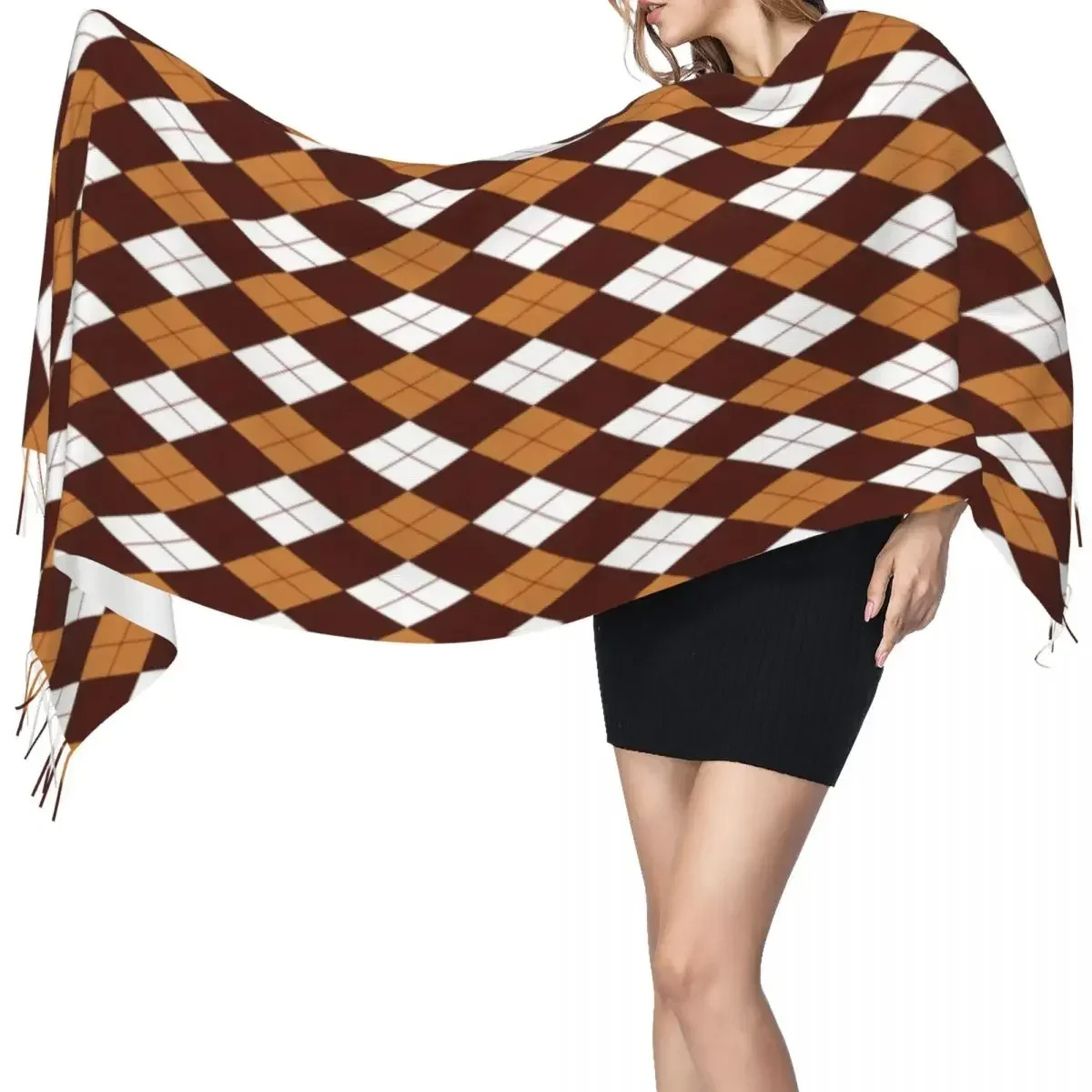 Custom Printed Classic Argyle Pattern Scarf Men Women Winter Fall Warm Scarves Shawls Wraps