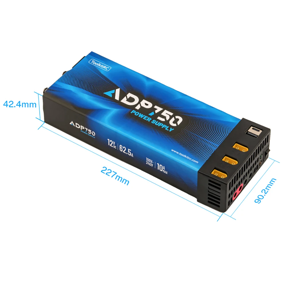 ToolkitRC ADP750 Power Adapter Blue 750W DC12V 62.5A XT60 Suitable For Model Car Drone M8D M9 M6D M7 M8P Intelligent DC Charger