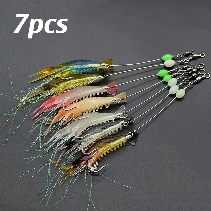 Señuelo de camarón realista que brilla en la oscuridad, 8 cm/5,5 g, con anzuelo, señuelo universal para lubina, cabeza de serpiente, perca - Pesca nocturna