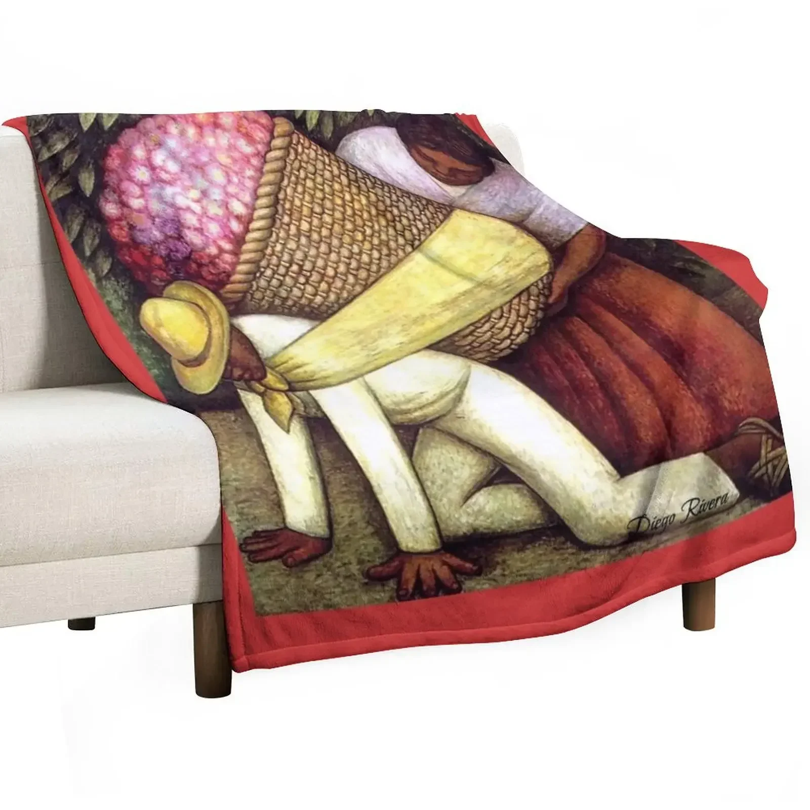 Famous Artist: Diego Rivera - The Flower Carrier (1935) Throw Blanket decorative Bed Weighted Nap Soft Big Blankets
