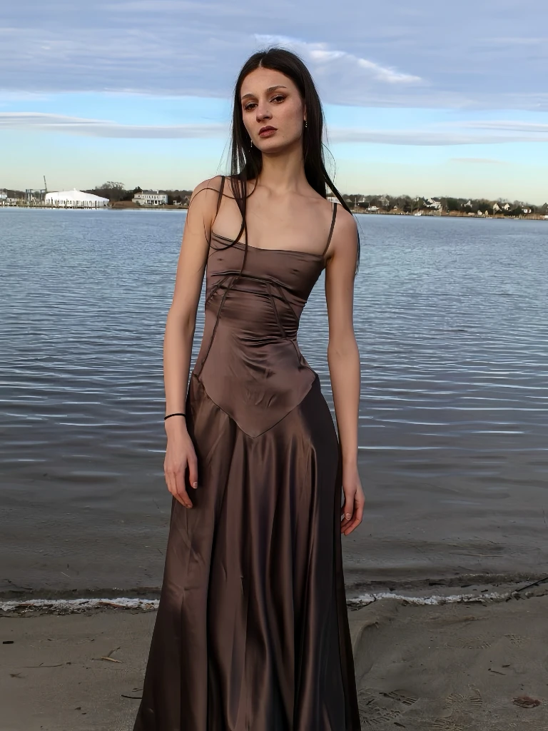 فستان التخسيس للحفلات الراقصة بتصميم حورية البحر بحمالات مكشكشة بطول الأرض لقضاء العطلات وحفلات الكوكتيل المسائية الطويلة للنساء #1