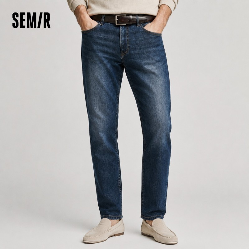  Semir Men Jeans Stretch 2026 Vintage Washed Straight Urban Casual Everyday Style Soft Comfortable Daily Wear Trendy Versatile 
