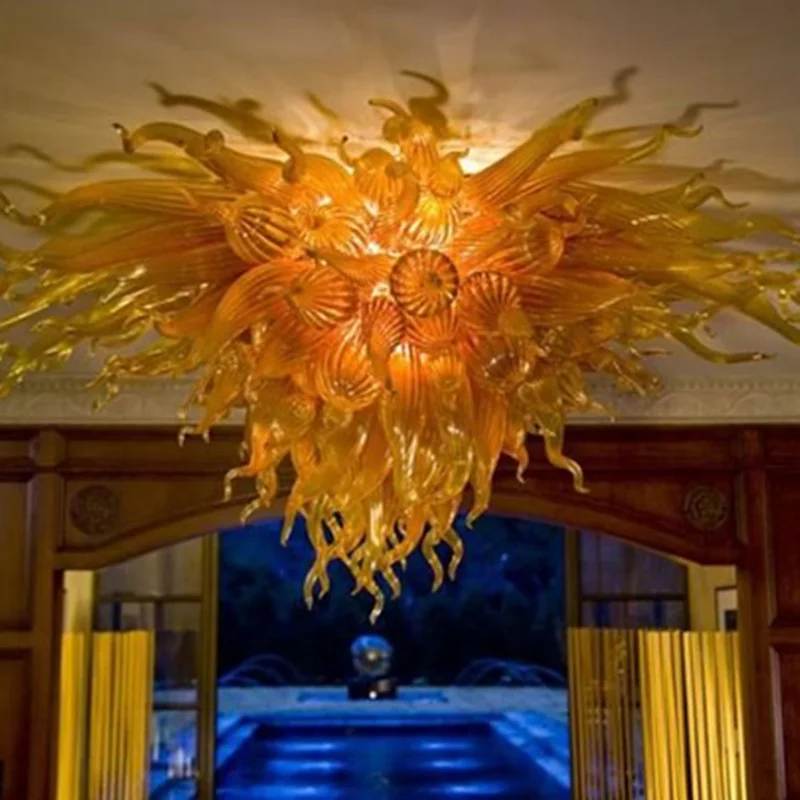 Living Room Ceiling Lights Chihuly Hand Blown Glass Chandeliers with Led Bulbs Art Decoration Indoor Celing Lighting 70 by 40cm