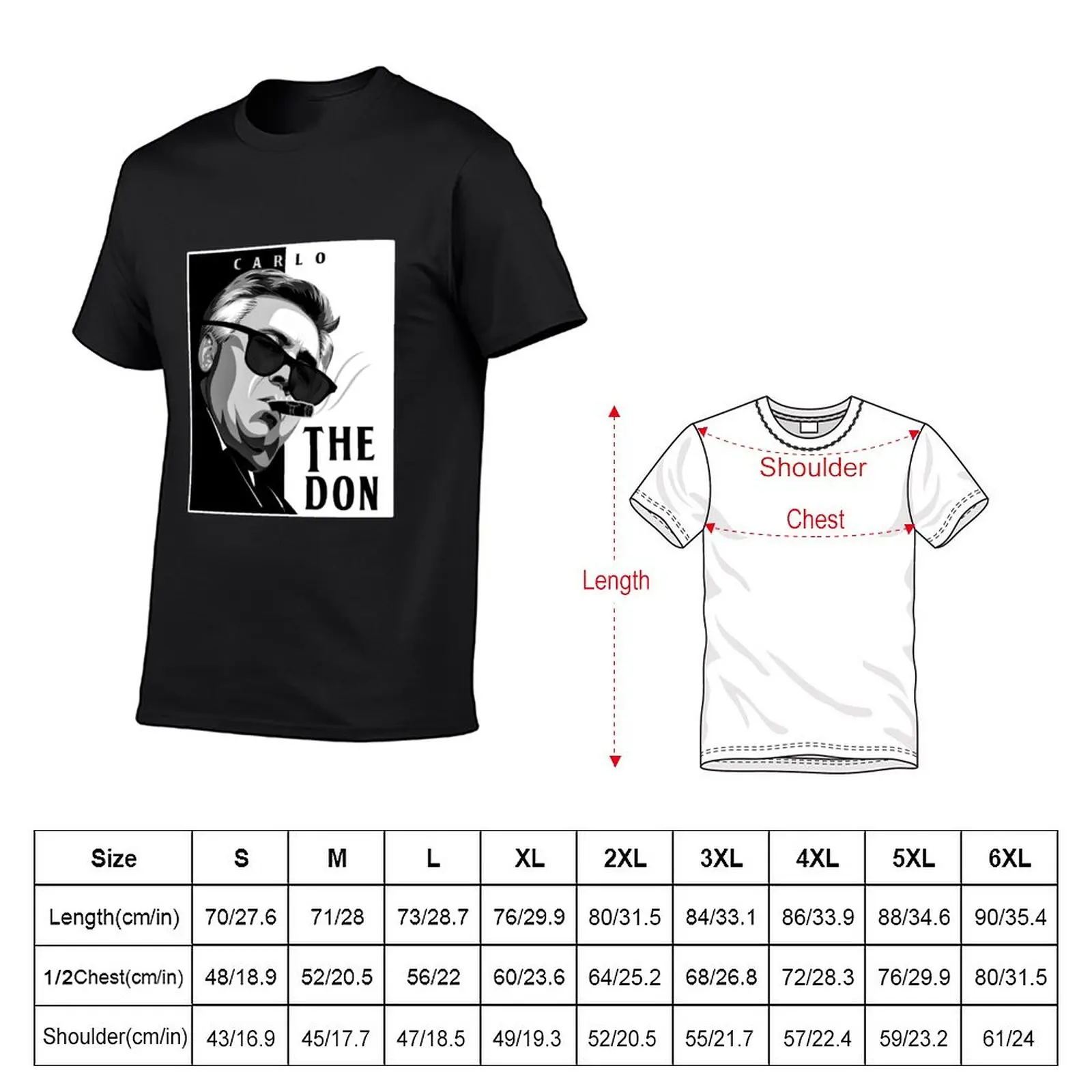 Camiseta de Don Carlo Ancelotti con cigarro para hombre, ropa kawaii, personalizada, fruit of the loom, nueva