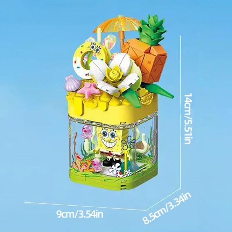 SpongeBob Patrick Star Building Block DIY สับปะรดสตรอเบอร์รี่ House ชุดอิฐชุดแสงเดสก์ท็อปตกแต่งของเล่นเด็ก