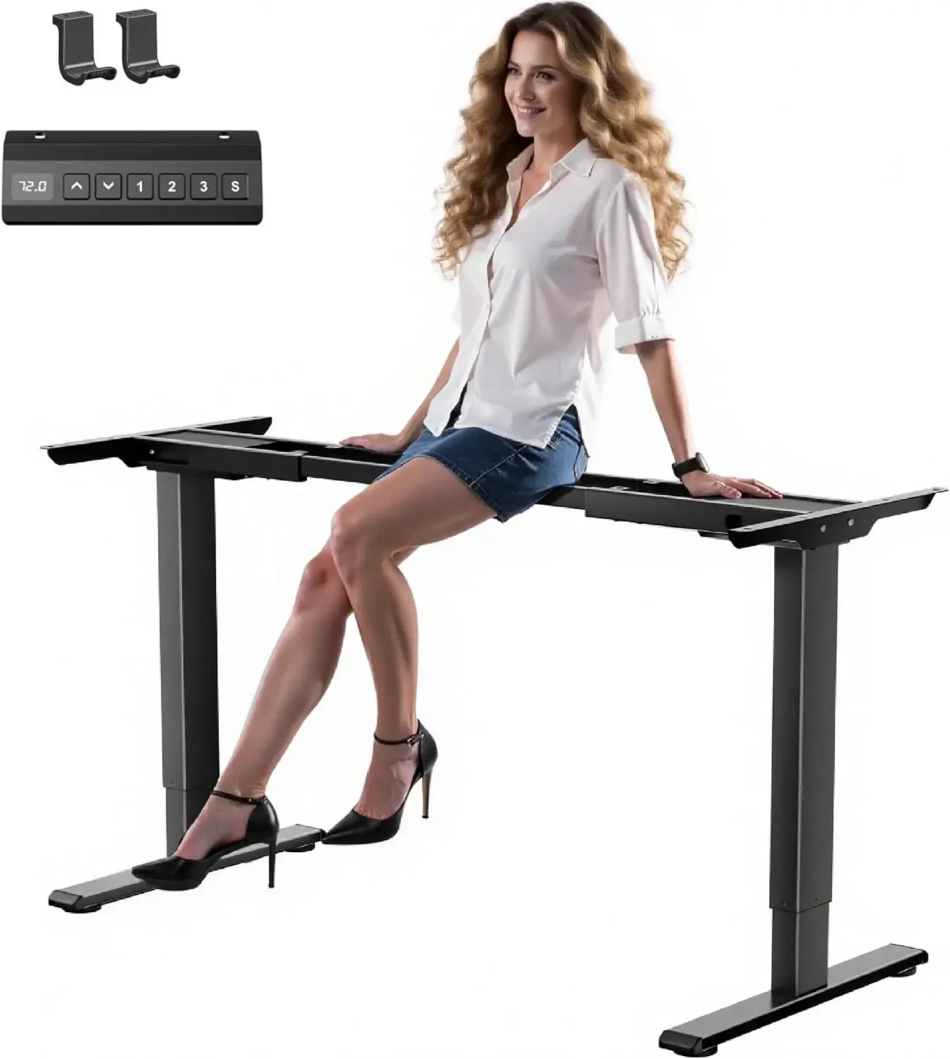 Dual Motor Standing Desk Frame with 330 lbs, Electric Adjustable Legs, Compatible Desktop Size 40