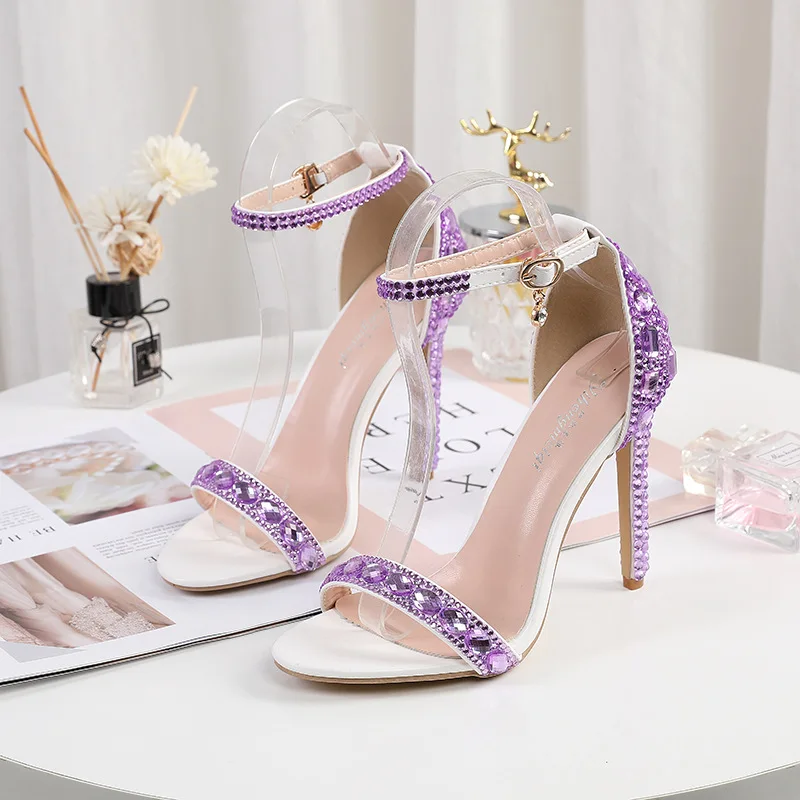 

New 9cm Pearls Stiletto Heels Sandals Peep Toe Women's High Heel Sandals Pump Shoes for Bride Wedding Party Evening Dress Shoes