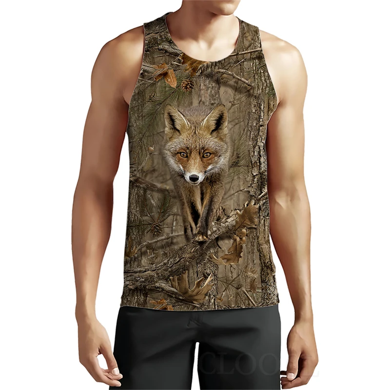 Camouflage Hunting Animals Wild Boar 3D Tank Tops Summer Leisure Men's Sleeveless T-shirt Fashion Street Women's Pullover Vest