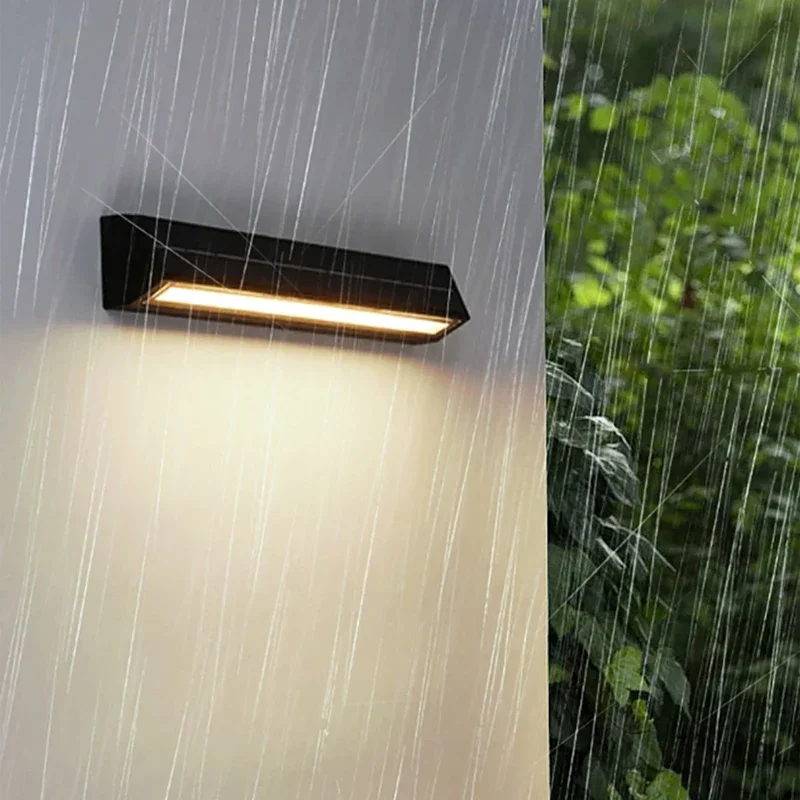 Lâmpada de parede solar na frente da porta de entrada ao ar livre à prova dwaterproof água parede exterior pátio iluminação moderna simples lâmpada tira longa