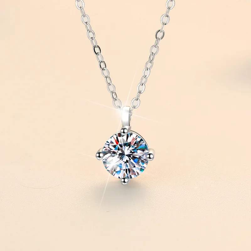 

New 2ct 925 Sterling Silver Necklace Pendant Chain Fine Jewelry for Woman Wedding Sparkling Classic Party Fashion