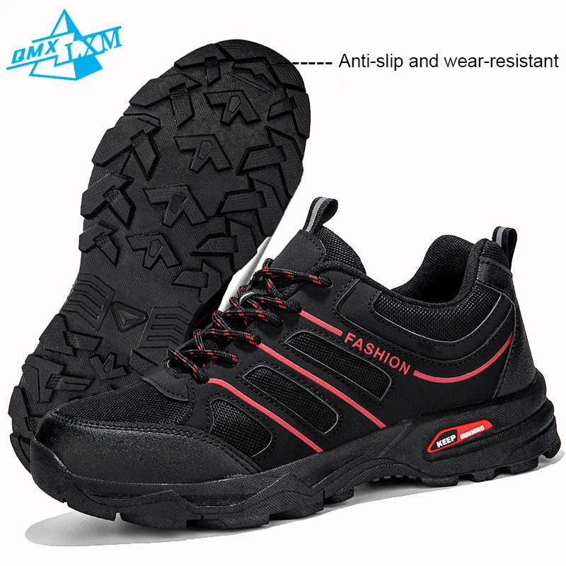 

LiXingMing Men's Hiking Shoes New Arrival Breathable Lace Up Trekking Male Cushioning Outdoor Climbing Tourism Sneakers for Men