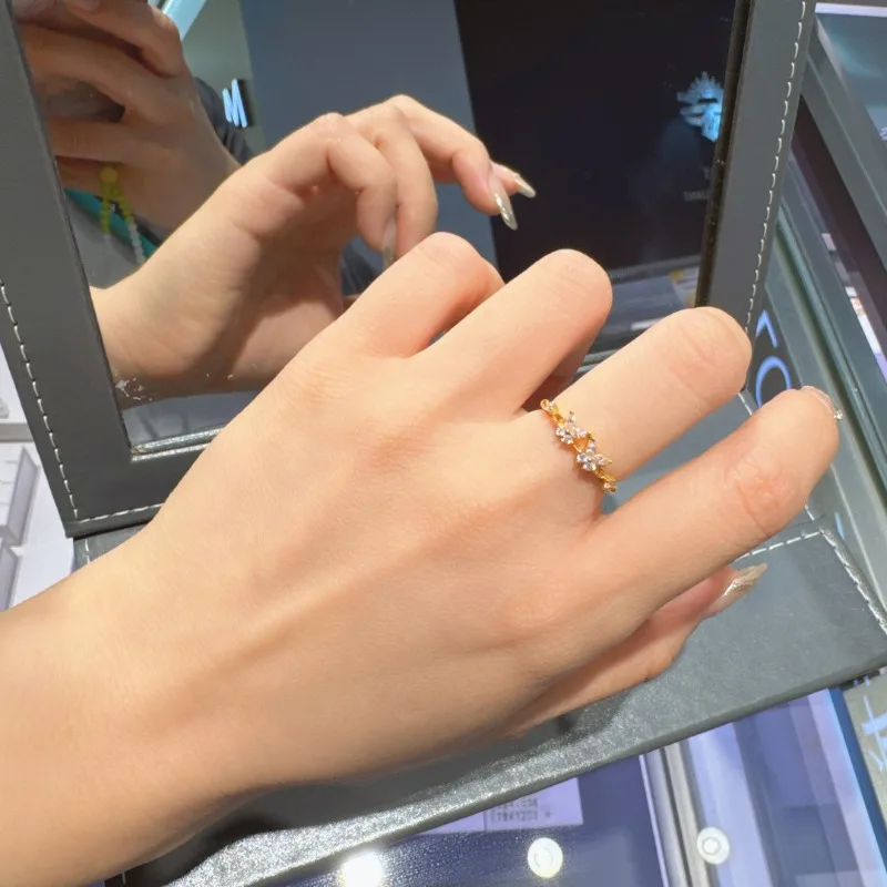 2025 الربيع والصيف موري الخفيفة الفاخرة حلقة المتخصصة تصميم مفتوح السبابة البنصر المجمدة الوردي فراشة الدائري فراشة فتاة