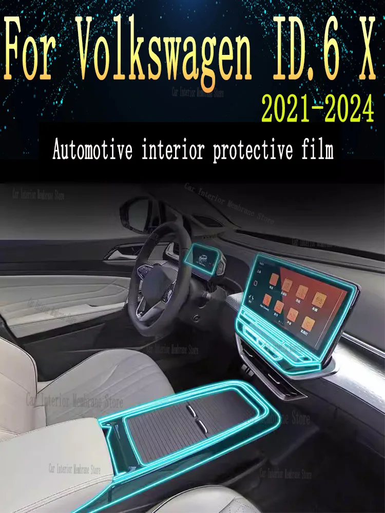 For Volkswagen ID.6 X 2021 2022-2024 Navigation Center Console Gear Panel Screen TPU Car Interior Protective Film Anti-Scratch 