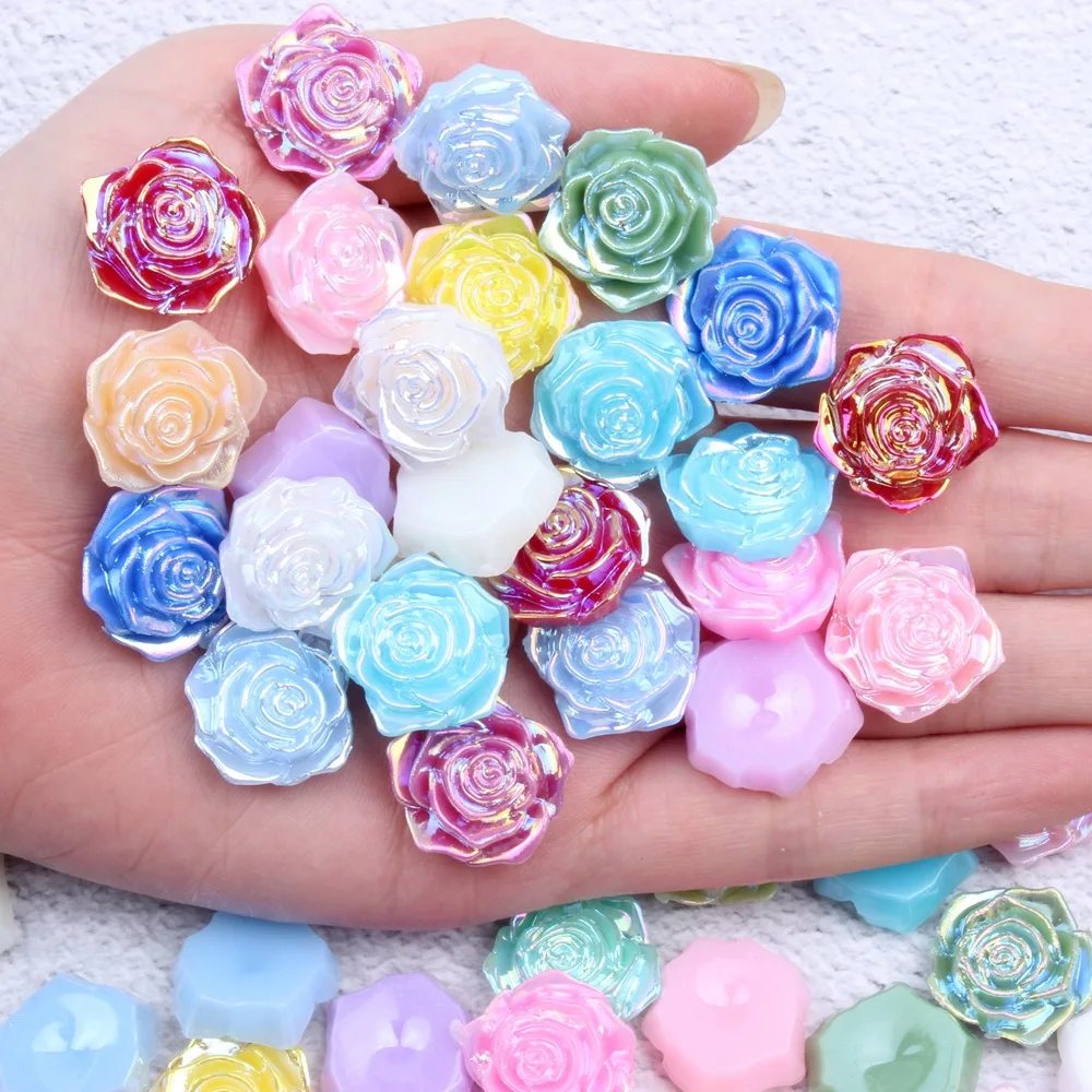 200pcs AB Colour Rose Rhinestone Bead Buckle Flat Back For Sewing Dress Garment Bag Shoe Headwear Phone Case Nail Art Decorate